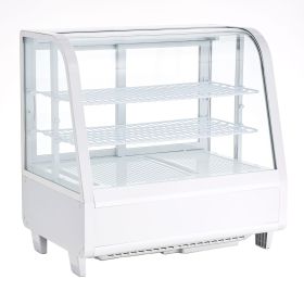 Refrigerated Display Case, 3.5 Cu.Ft./100L Countertop Pastry Display Case, 2-Tier Commercial Cake Refrigerator with LED Lighting, TURBO Cooling