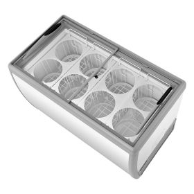 Commercial Ice Cream Display Case, 13.1 Cu.ft Chest Freezer, Restaurant Gelato Dipping Cabinet Top Deep Freezer with Locking Casters