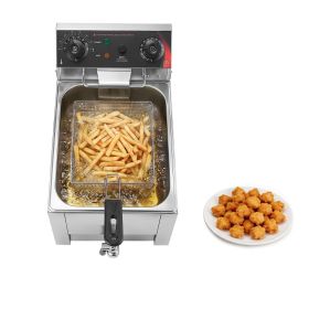Commercial Electric Deep Fryer, Oil Filtration Upgrade, 9.51 Qt, 1750W Stainless Steel Countertop Fryer with Basket and Lid, Temp Control