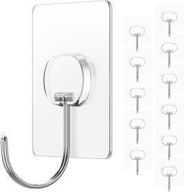 Large Adhesive Hooks for Hanging Heavy Duty Wall Hooks Self Adhesive Towel Coat Hooks Waterproof Transparent Hook for Bathroom Shower Kitchen Key