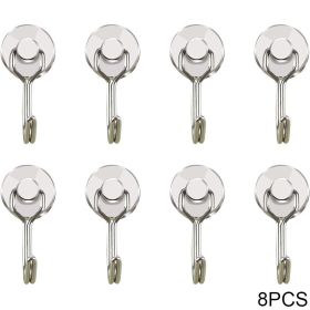 4/8/10pcs Magnetic Hook Powerful Heavy Duty Neodymium Magnet Hook Home Refrigerator Grill Kitchen Key Holder Black Multi-Purpose (Color: 8PCS Silver, Ships From: China)
