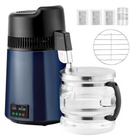 Water Distiller, 6L 1.6 Gallon Larger Pure Water Purifier Filter For Home Table Countertop, 900W Glass Pot Distilled Maker (Color: Blue + Black)