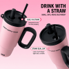 Premium 24 oz Insulated Tumbler with Handle and Straw, 18/8 Stainless Steel Travel Coffee Mug with Tea Infuser & Dust Cover