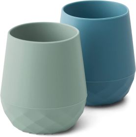 Silicone Baby Cups for 6-12 Months, Tiny Open Cups for Training and Water Drinking, Baby Led Weaning Supplies, 2 OZ (Color: Serene)