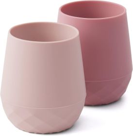 Silicone Baby Cups for 6-12 Months, Tiny Open Cups for Training and Water Drinking, Baby Led Weaning Supplies, 2 OZ (Color: Rosy)
