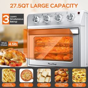 27.5QT 6-in-1 Air Fryer Toaster Oven Dropdown-Door 6-Slice Countertop Convection Oven for Air Frying, Baking, Roasting, Broiling & Grilling, 1600 (Model Number: StainlessATS-25K3)